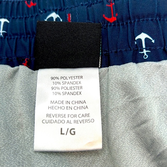 LAGUNA COASTAL FIT ABOVE THE KNEE BATHING SUIT, NAVY WITH RED & WHITE ANCHORS, L - Picture 13 of 15